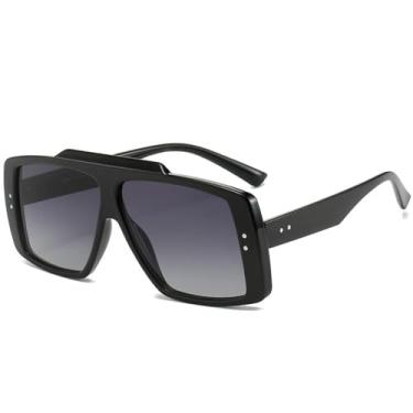 Imagem de Óculos de Sol Femininos Oversized Masculinos com Rebites e Lentes Degradê para Esportes ao Ar Livre, Corrida e Ciclismo, Cinza Degradê