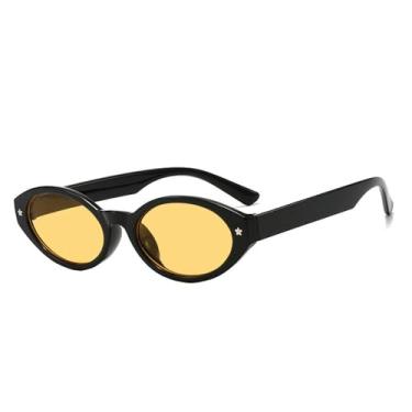 Imagem de Óculos de Sol Femininos e Masculinos Jelly Color Oval Rivets com Proteção UV400 para Esportes ao Ar Livre, Corrida e Ciclismo, Preto e Amarelo