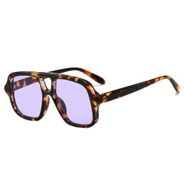 Imagem de Óculos de Sol Femininos com Armação Grande e Ponte Dupla, Estampa de Leopardo, Proteção UV400, Ideais para Esportes ao Ar Livre, Corrida e Ciclismo, Cor Roxa com Flores