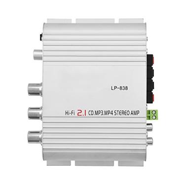 Imagem de Estink Mini Amplificador HiFi, Amplificador de Potência 2.1CH Com Casca de Liga de Alumínio para Áudio de Carro e Casa, Saída RMS 15W X 2, Entrada 3.5mm para MP3 DVD Computador (SILVER)