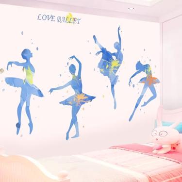 Imagem de Adesivos de parede adoráveis dançantes Bluey Ballet Girl, arte de parede de bailarina, decoração de dança removível de vinil descascar e colar, decoração de bailarina para quarto de meninas