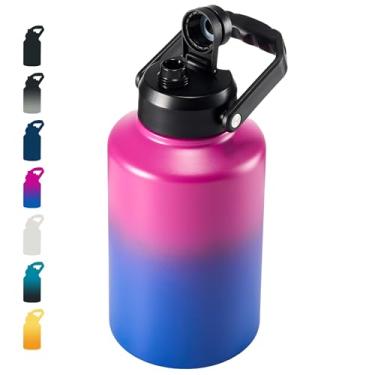 Imagem de Fijinhom Jarro de galão isolado com alça ergonômica, garrafas de água isoladas de aço inoxidável de 3,628 g, térmico para líquidos quentes e frios, à prova de vazamento, ótimo para construção