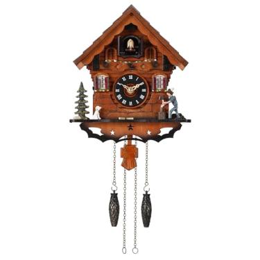 Imagem de Kintrot Relógio cuco tradicional da floresta negra relógio de parede de quartzo com pêndulo de madeira antigo