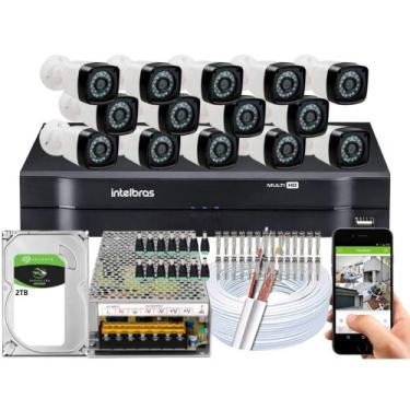 Imagem de Kit Dvr Intelbras 16 Canais H.265 2tb 14 Câmeras Full Hd 20m