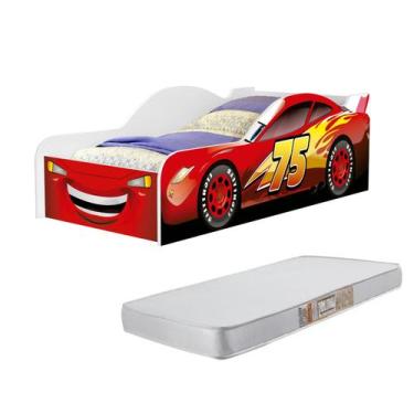 Imagem de Mini Cama Infantil Juvenil Carro Com Proteção Lateral Adesivada MDF De