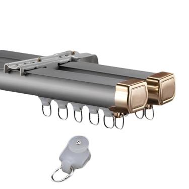 Imagem de Varão de cortina silencioso, sistema de trilho de cortina, trilho de teto hospitalar para cortinas, trilhos de cortina resistentes para divisória de quarto, sala de estar e quarto (cor: branco A