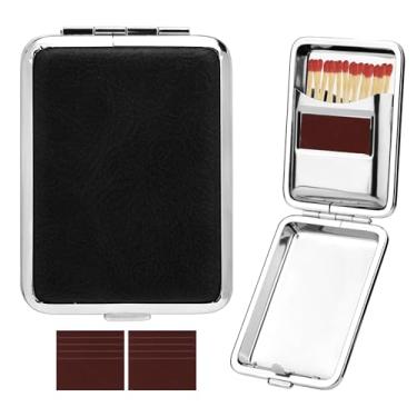 Imagem de Caixa de Fósforos de Metal com 10 Discos Fricção, Estojo Portátil para Guardar Fósforos Porta-Palitos com Um Botão Ideal para Camping e Atividades Ao Ar Livre