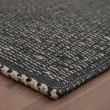 Imagem de Tapete de juta cinza carvão 5 x 15 cm Construção trançada - Tapete de tecido de fazenda - Revestimento de piso moderno de meados do século para corredores e cozinha, corredor de 6 x 15 cm