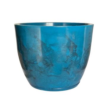 Imagem de Vaso Grande Marmorizado Planta Redondo Polietileno Jabuticabeira Fruteira (Azul Petróleo)
