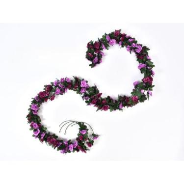 Imagem de Kit Corrente de Rosas Artificiais Decorativas – 2,5m com 45 Flores Realistas para Decoração de Casamento, Festa, Jardim e Varanda(Roxo com Lilas,1)