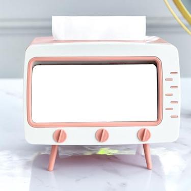 Imagem de Suporte para Caixa de Papel Toalha TV Multiuso com Celular Inovador Retrô Bonito Banheiro Cozinha Escrivaninha Escritório Mesa