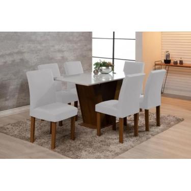 Imagem de Kit 6 Capas De Cadeira Mesa Sala Jantar Elástico Branca - Wellus Enxov