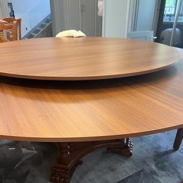 Imagem de Tampo de mesa dobrável com toca-discos dobráveis, mesa redonda de madeira de 130 a 170 cm, tampo de jantar de substituição temporária sem pernas, mesa de banquete dobrável em um quarto (amarelo, 0,9 m