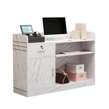 Imagem de Balcão de recepção moderno, balcão de varejo com gaveta com trava, loja de roupas de recepção, loja de chá de leite, salão de beleza, caixa simples para empresa, lobby e loja (multicolorido, 201 x 106