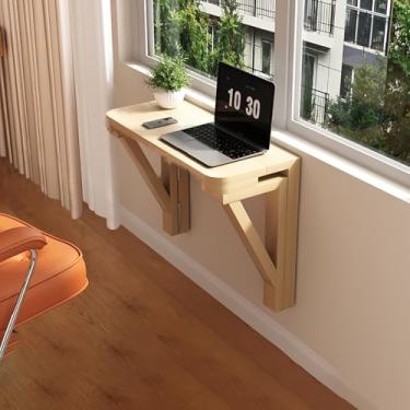 Imagem de Mesa dobrável de madeira montada na parede, pequena bancada dobrável para parede, mesa dobrável de folhas suspensas, mesa de jantar de cozinha, economia de espaço, para cozinha, lavanderia