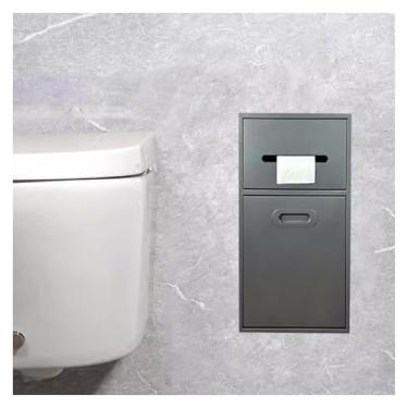Imagem de Nicho de chuveiro de aço inoxidável - Armazenamento de banheiro embutido à prova d'água para xampu, artigos de higiene pessoal e papel higiênico, cinza 50 x 20 x 14 cm - Organizador elegante e