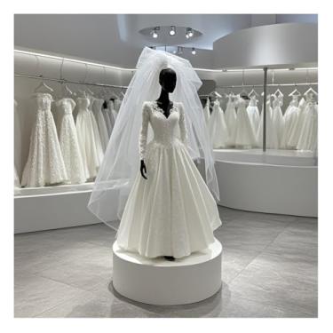Imagem de Suporte de pedestal de noiva redondo para exibição de casamento, plataforma de coluna com capacidade de 81 kg para manequim, sapatos e bolsas - elevação de 30 x 40 cm para vitrine de loja de roupas