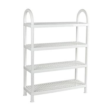 Imagem de Prateleira de sapato, organizador de sapato, organizador de sapatos de plástico, prateleira de sapatos para armário, ideal para entrada, sala de estar, corredor, suporte de sapatos (cor: branco
