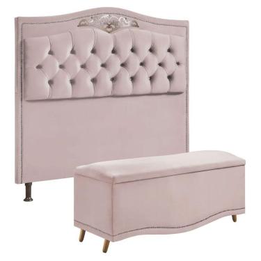 Imagem de Cabeceira E Calçadeira Holanda 195cm Shop Das Cabeceiras Rose