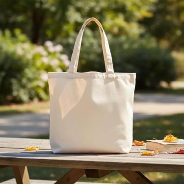 Imagem de Kit com 3 ecobags sacola ecológica 40x40cm lisa - 100% algodão cru - T
