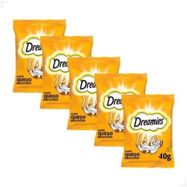 Imagem de Kit 5 Petisco Dreamies para Gatos Adultos 40 g Sabor:Queijo, Queijo