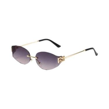 Imagem de Óculos De Sol Oversized Sem Armação, Lentes Gradientes Pretas UV400, E