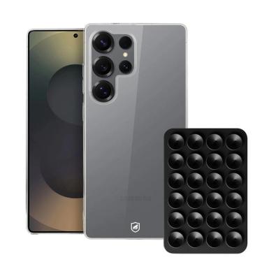 Imagem de Kit capinha Crystal Slim para Galaxy S25 Ultra Ventosa Preta