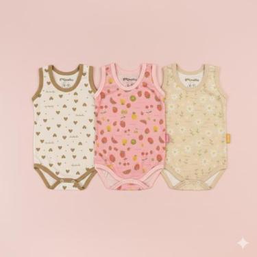 Imagem de Kit Body Regata para Bebê 3 Peças Estampado para o Verão Cor:meninaTam
