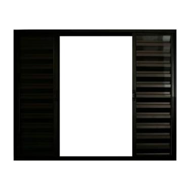 Imagem de Janela Veneziana de Correr 6 Folhas Sem Grade Alumínio Preto 1.00 X 1.20 Linha Modular Ptord2244