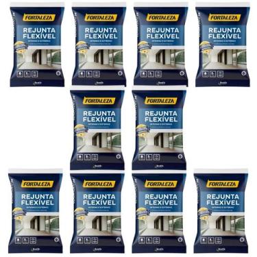 Imagem de Kit C/10 Rejuntes Flexíveis Cinza Platina 1Kg - Fortaleza