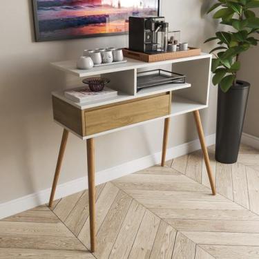 Imagem de Aparador Buffet 1 Porta com Vidro 90cm com Porta e Nichos para Sala Pé