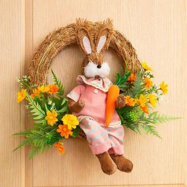 Imagem de Guirlanda Coelho Sentado Decoração Páscoa Arranjo De 25cm