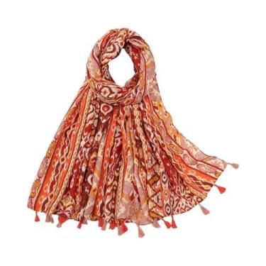 Imagem de Cachecol Floral De Viscose Para Mulheres 180x90cm, Pashmina Fina Para 