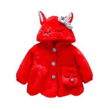 Imagem de Casaco Quente De Inverno Para Bebê Menina Com Bolsa Transversal E Laço