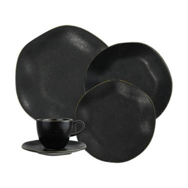 Imagem de Aparelho de Jantar 20 Peças Oxford Porcelana Preto Ryo Volcano, Preto,