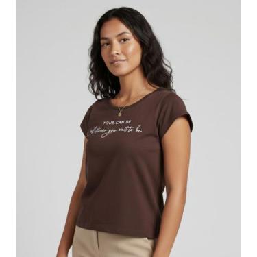 Imagem de Blusa Feminina Meia Malha Com Estampa Infinita Cor Marrom, G, Marrom