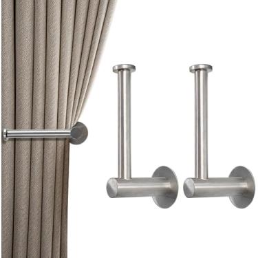 Imagem de Auto adesivo Holdbacks, 2pcs Metal Curtain Tiebacks Holdback de cortina sem cortina de...