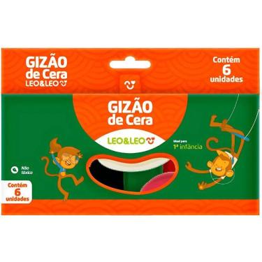Imagem de Giz de Cera Leonora Meu Primeiro Giz 6 Cores Leo&Leo Jumbo Ergonômico com 06 Unidades p...