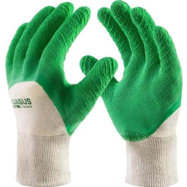 Imagem de Luva Segurança Pégasus Malha Banho Látex Corrugado Danny CA 10431 Tama