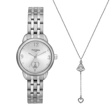 Imagem de Relógio MONDAINE kit feminino Aparecida prata 99749L0MKNE2K1