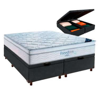 Imagem de Box Bau Blindado Cinza + Colchão Queen Freedom Ortobom