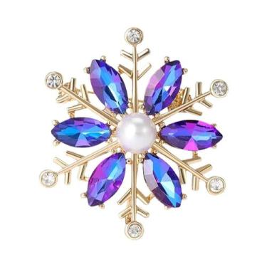 Imagem de Broches De Natal Unissex Para Mulheres Com Strass Em Forma De Floco De