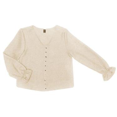 Imagem de Blusa Feminina Manga Longa Detalhe Strass - ROVITEX, Creme, GG
