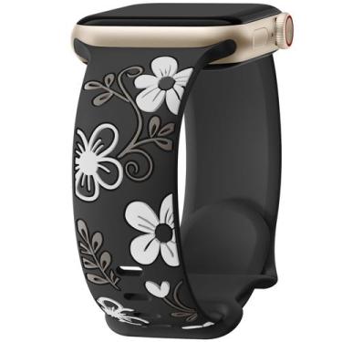 Imagem de Pulseira de relógio Witzon Cute Flower Silicone para Apple 42 mm 41 mm