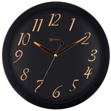 Imagem de Relógio Parede Decorativo Sala Quarto Silencioso Preto Dourado Herweg