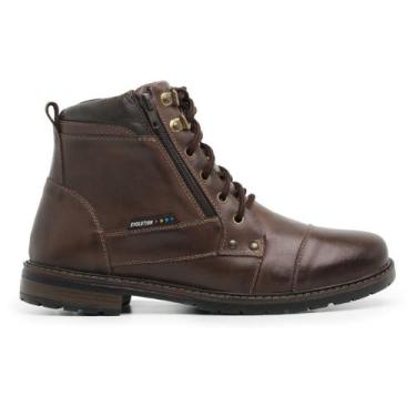 Imagem de Bota Coturno Casual Em Couro Com Ziper Lateral Palmilha Gel 400Cafe - 