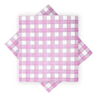 Imagem de Guardanapo De Papel Xadrez Rosa 30cm X 31cm - 50 Unidades