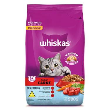 Imagem de Ração Whiskas Carne Gatos Adultos Castrados 500g