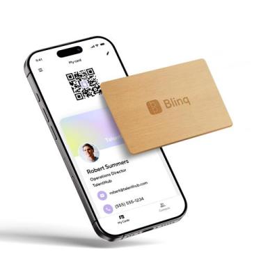 Imagem de Cartão de visita digital Blinq em bambu com NFC para compartilhar por 