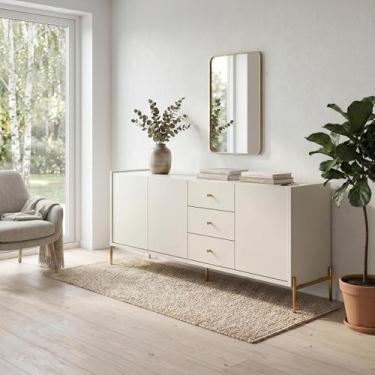 Imagem de Buffet 3 Portas 3 Gavetas Jasper 185cm - Móveis Província, Off White F